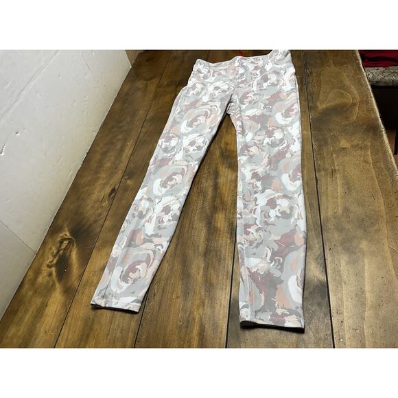Spanx Blush Bloom Abstract Floral Jean Ish Jegging Legging Ankle Pants Medium - Picture 1 of 9